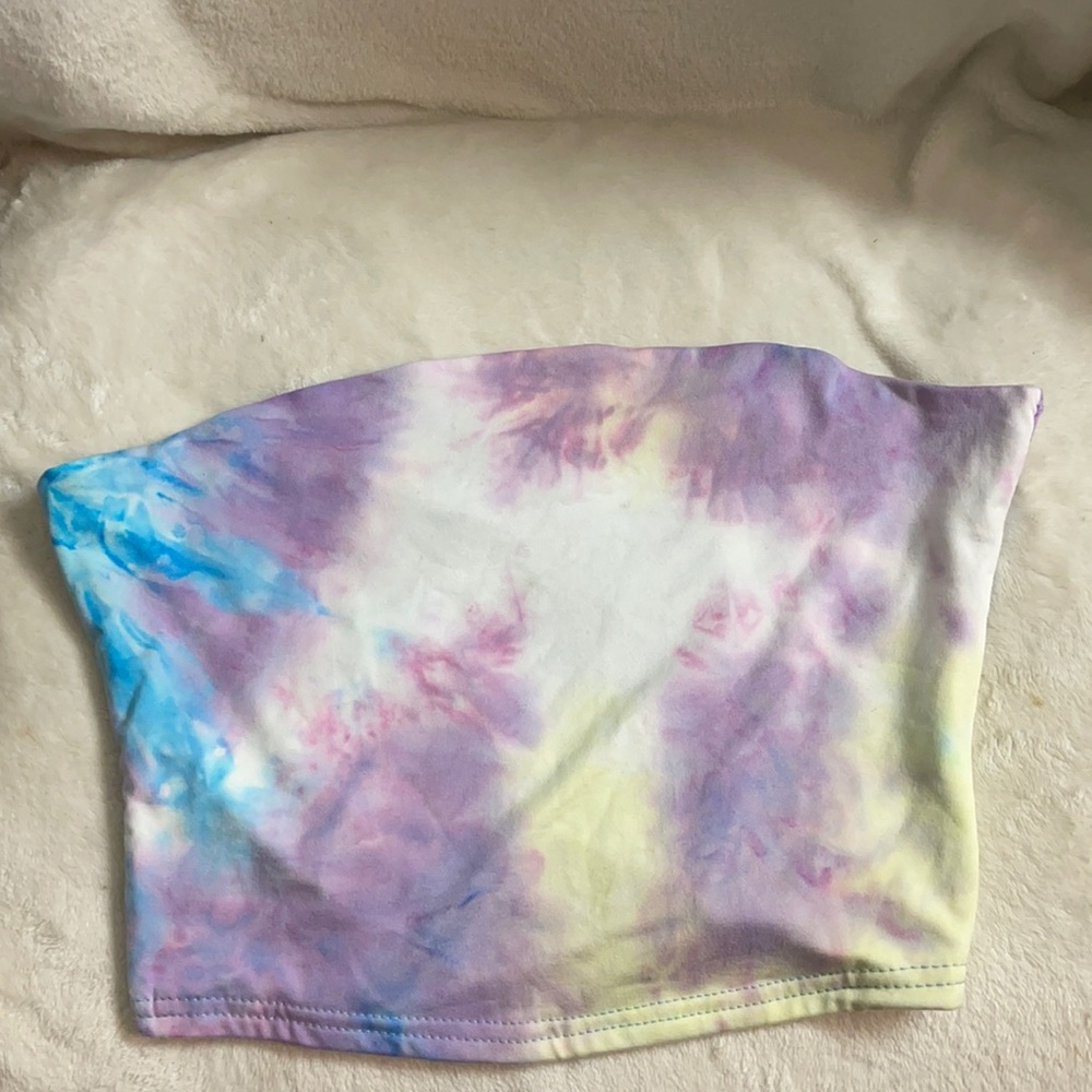 tie dye tube top - size small - cross cross back